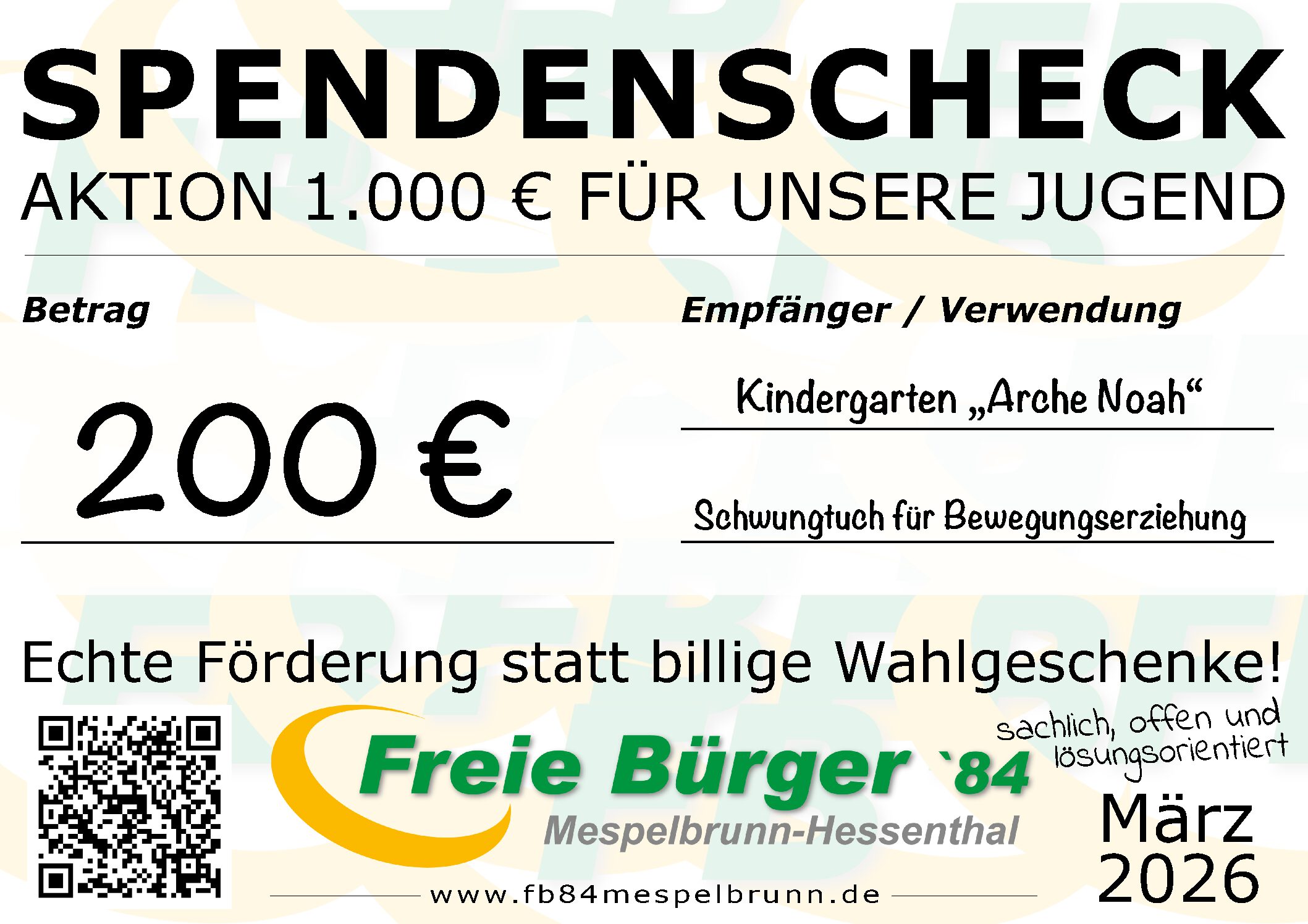 Spendenübergabe – 1.000 € für unsere Jugend